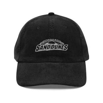 Black vintage corduroy cap embroidered with the Imperial Sand Dunes wordmark