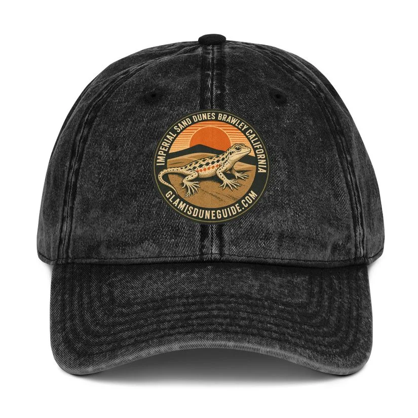 Black vintage cotton cap with the Imperial Sand Dunes Fringe badge